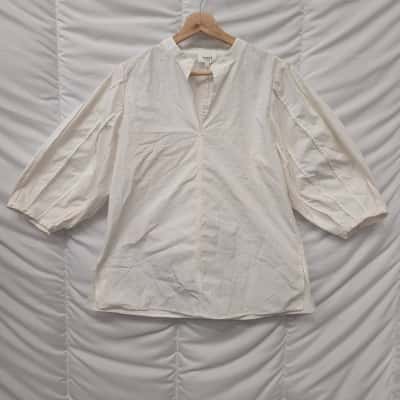 Seed Heritage Womens Blousin Sleeve Poplin Blouse in White - Size 8