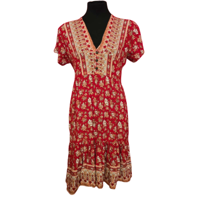  Womens  Size 10 Red Boho Dress