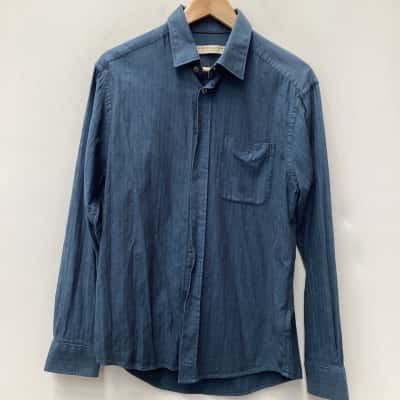 R.M. Williams Mens  Size S Blue with pattern  Long Sleeve Shirt 