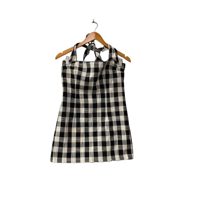 Bec & Bridge Womens  Size 10 Halter Neck Mini Dress Black  / Checked / White 