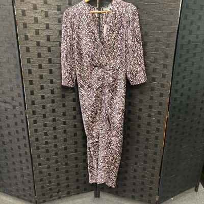 Wayne Cooper Womens  Size 14 Short Sleeve Dress  Black  / Pink  / White 