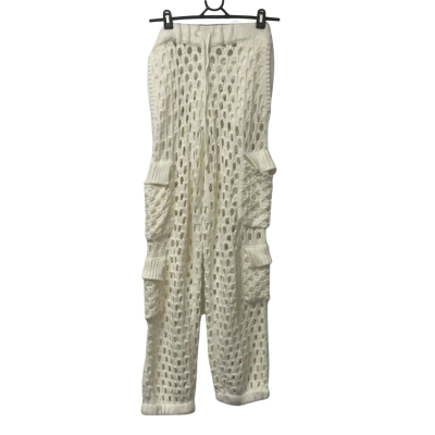  Womens South Street Size L White Fishnet Cargo Pants