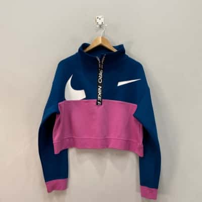 BNWOT Nike Womens  Size M Cropped Jumper Blue / Pink  