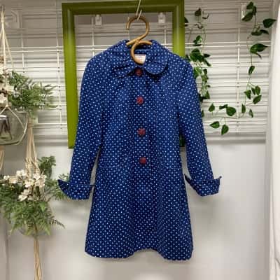  Ness Womens  Size 8 Coat Blue / Polka Dot 