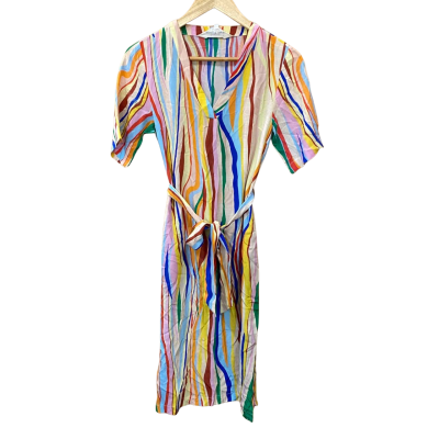 Gorman/Mireia Ruiz Colourful Striped Silk Dress Size 6