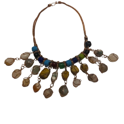  Womens Necklace Multicoloured Wire Wrapped Gemstones on Copper Wire  Chain