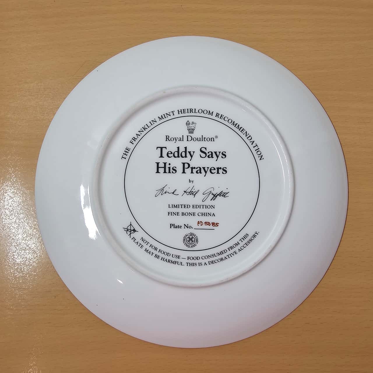 Royal Doulton Franklin Mint Teddy Says His Prayers Display Plate(s 