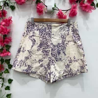 Aureta Womens Ella Shorts Size S Beige / Purple 