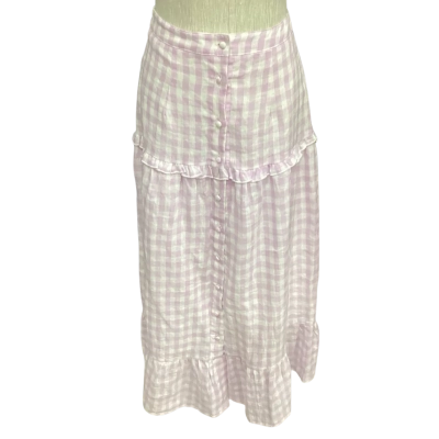 AERE Womens  Size 8 Midi Skirt Gingham / Purple 