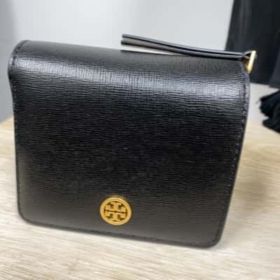 New With Tags Tory Burch Womens Purse Black  / Navy Blue inside 