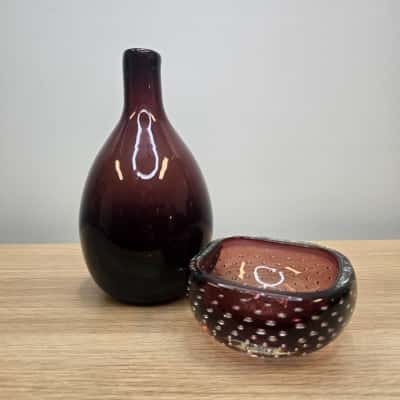 Purple Art Glass Pair Decor Items 