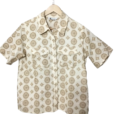 NWT Rockmans Womens  Size 10 Short Sleeve Shirt Beige / Brown 
