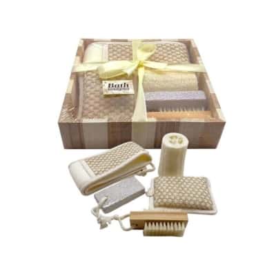 Bath Indulgence Exfoliating Tools Pumice Brush Back Exfoliator Gift Set 2 Tone
