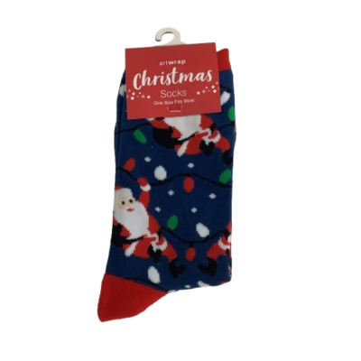 New Artwrap  Unisex Christmas Socks One Size Fits Most: Santa & Christmas Lights Print #1019-1-PP