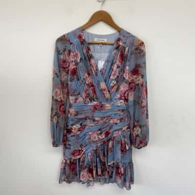 Forever New Dusty Amethyst Bloom Valentina Plated Wrap Mini Dress  Size 6 