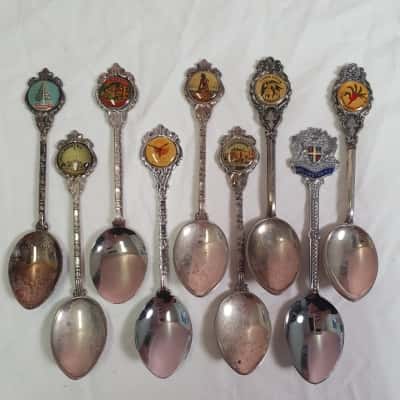 Assorted Souvenir Spoons From Around the World x 9