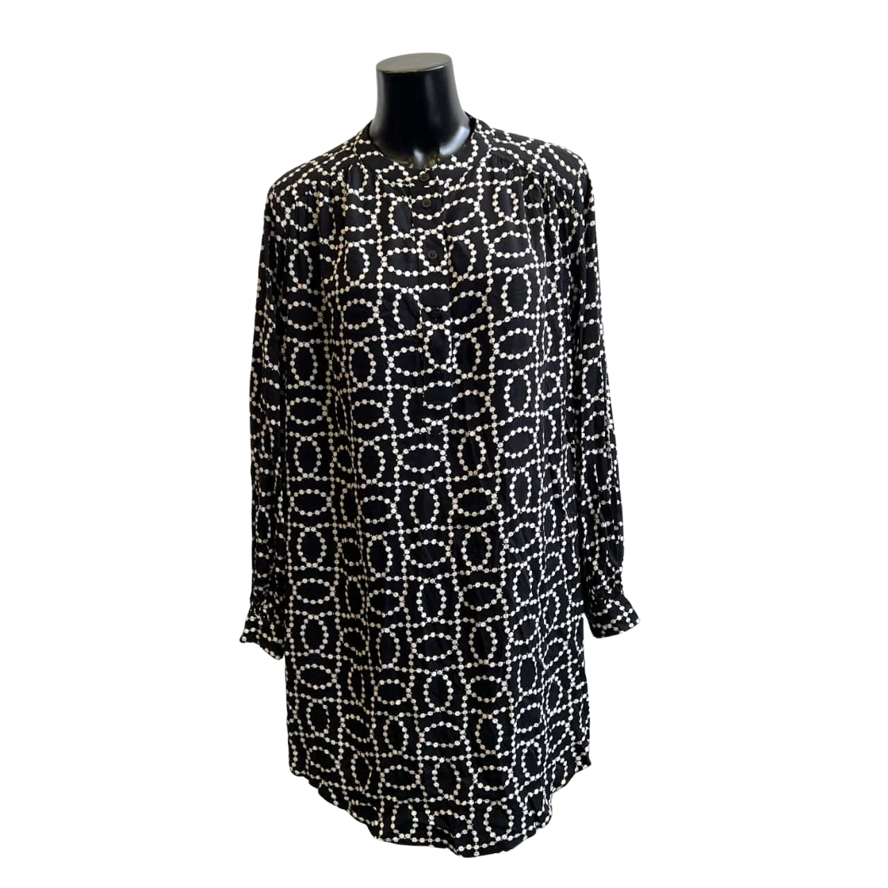 chinese dress ladies H&M Divided Black Floral Ruffle Long Sleeve Tiered Midi Blouson A-Line –  Brie