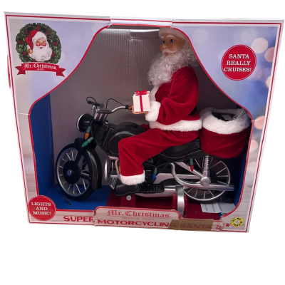 Mr. Christmas Motorcycling Musical Animated Santa 20" Lighted 