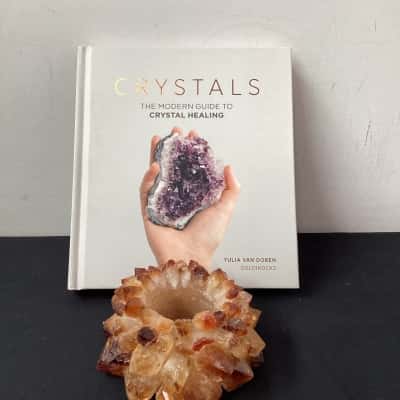 crystals the modern guide to crystal healing with citrine point tealight holder 