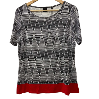 David Lawrence - Izora Print Top Black White Red Size XL