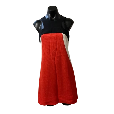 Cue Womens  Size 6 Cocktail Dress Black  / Orange / White 