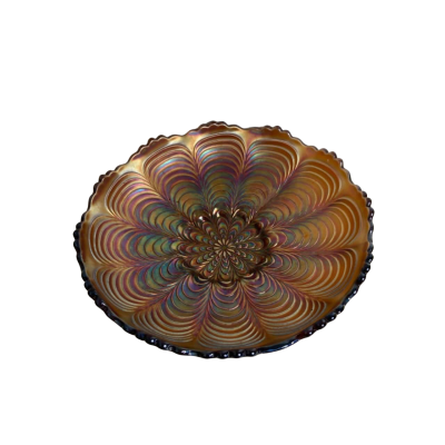 Fenton Carnival Glass Peacock Tail Bowl 