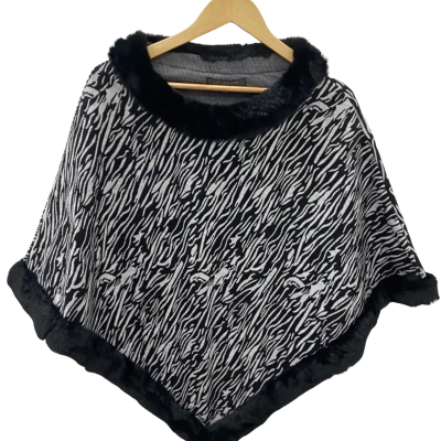 Liz Jordan Womens  Size M Black  / Grey poncho