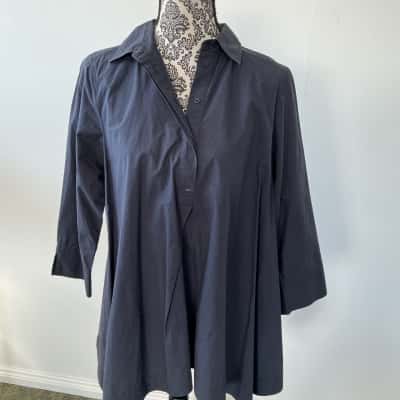David Jones Womens  Size M Long Sleeve Shirt Navy Blue 