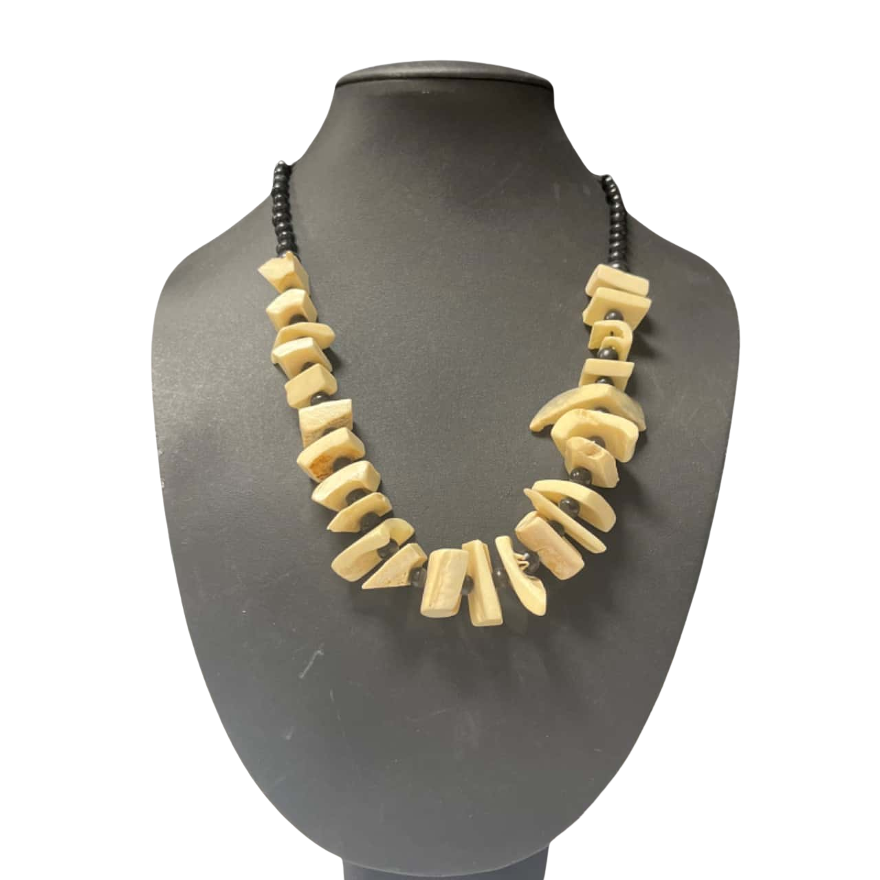 White and black bone necklace