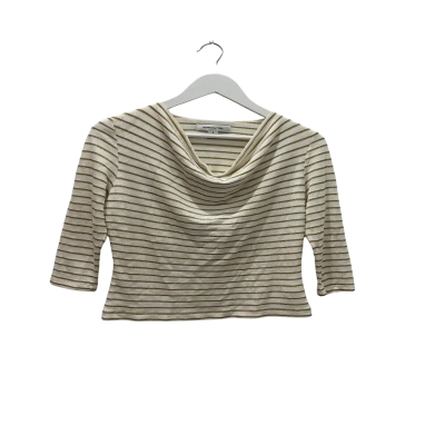 Perri Cutten Womens  Size S 3/4 Sleeve Top Gold / Off White 
