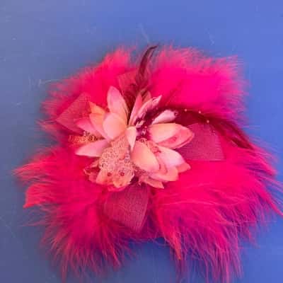 Womens Pink Fascinator Clip-On