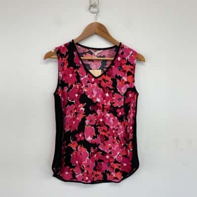 Noni B Bright Rose Side Panel Floral Knit Top Size S 