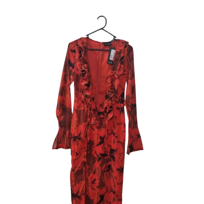 Pretty Little Thing Women's Size 10 Cocktail Dress Multicoloured / Orange 
