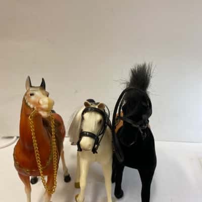 Fun Express Flocked Toy Horse Figures with Saddles