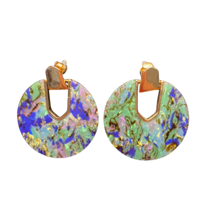  Womens Blue / Pink & Gold tone earrings 
