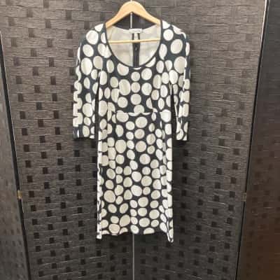 Anna Thomas Womens  Size 8 Long Sleeve Dress Black  / White 