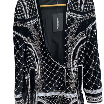 Pretty Little Thing Womens  Size 8 Winter Jacket Black  / White 