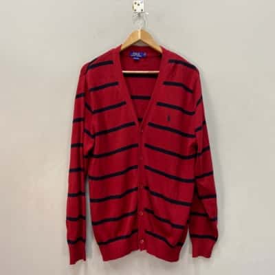 Polo Ralph Lauren Mens  Size L Button-down Cardigan Blue / Red 