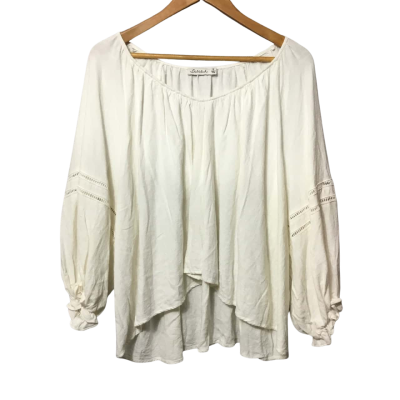 Delilah Women's  Size 12 White Linen Blouse