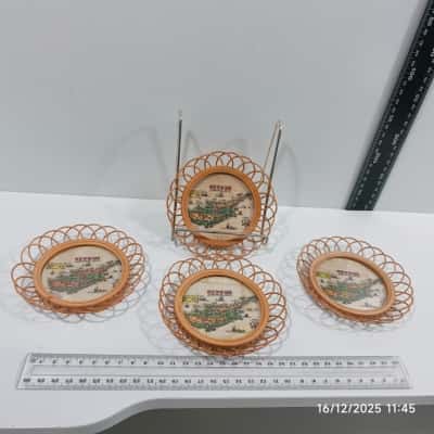 4x Cyprus Coasters Vintage Whicker 