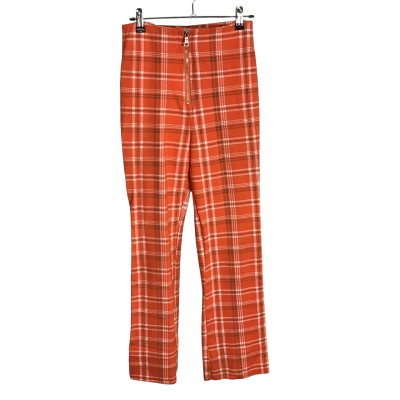 I.Am.Gia Womens  Size S Orange Check High Waisted Pant