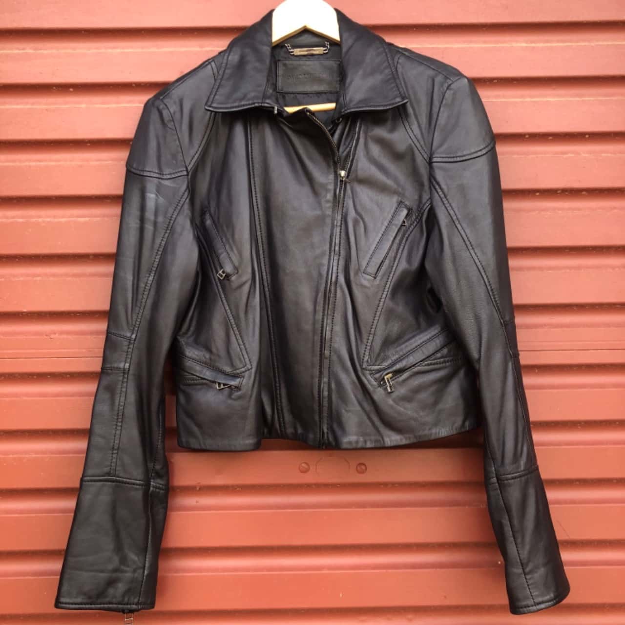 black leather jacket size 16