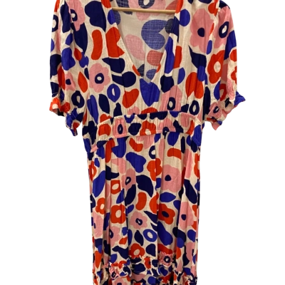 Mister Zimi Womens  Size 16 Short Sleeve Dress  Beige / Blue / Pink  / Red 