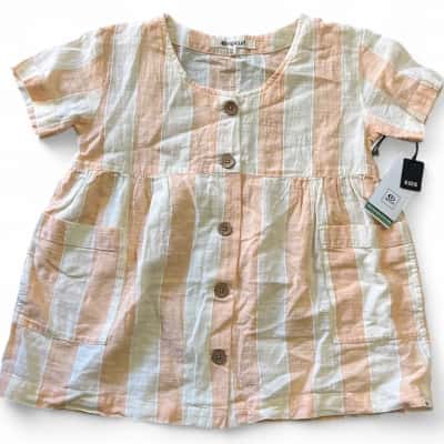Girls Rip Curl Dress, Peach And Light Yellow, Size 5-6