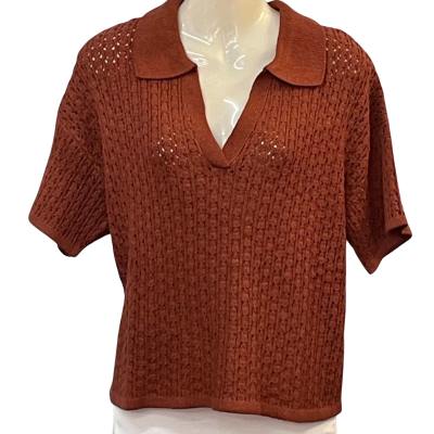 Serafina Womens Size 12 Short Sleeve Top Brown