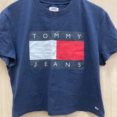 Tommy Jeans Womens  Size L Navy Blue Crop Top T shirt 7