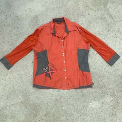 Gabriella Frattini Womens  Size 16 Long Sleeve Shirt Burnt Orange 