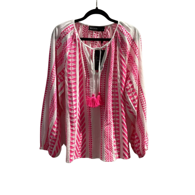 BNWT Decjuba Womens  Size XS Long Sleeve Freya Embroidered Top Pink / White RRP $119.95 