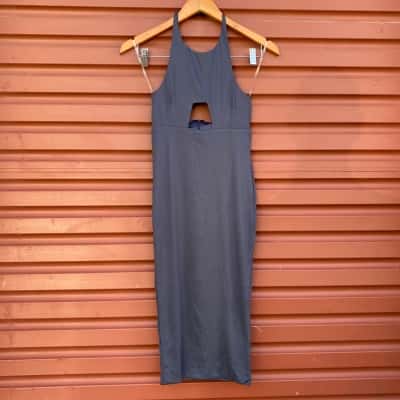 Zachary Womens Size XS Deep Navy Blue 'Gigi' Halter Neck Midi Dress 