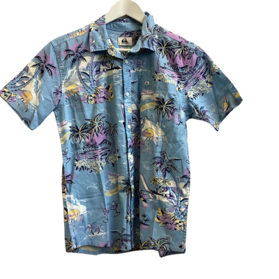 Brand New Quiksilver Boys Size 16 yo Tropical Pattern Shirt Blue Mix